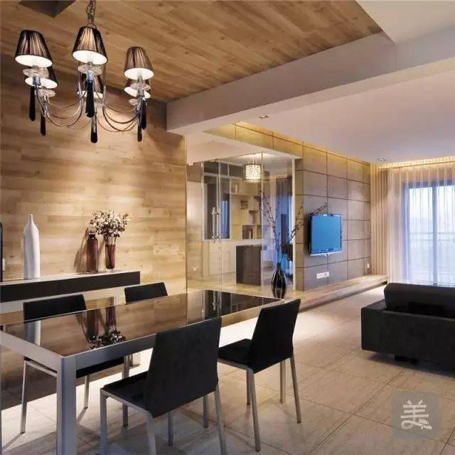 餐厅木地板上墙效果图，自然风格与现代美学的完美结合